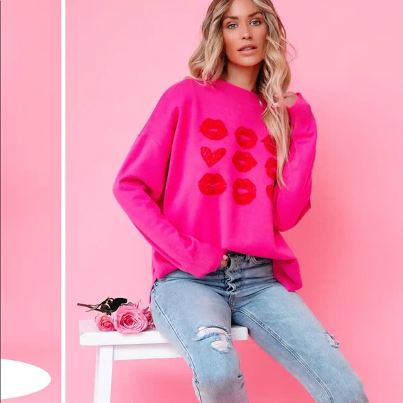 Vici Sweaters - VICI NWOT LOVE AT FIRST SIGHT KNIT SWEATER - PINK
